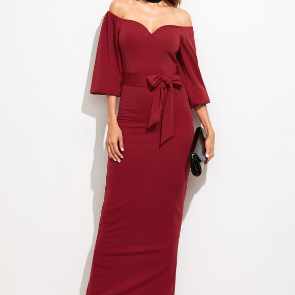 Dresses & Skirts - Sweetheart Off Shoulder Belted Dress